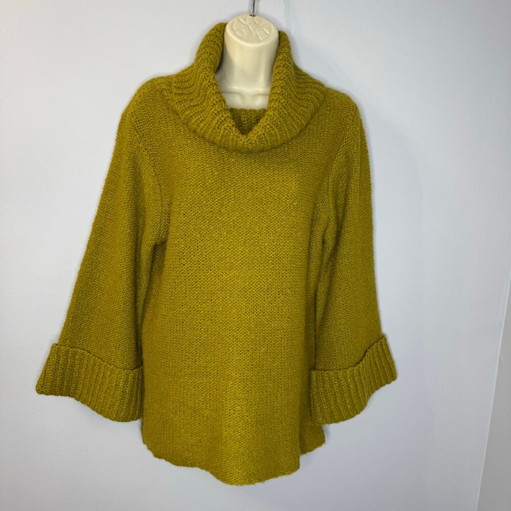 Classiques Entier Cowl Turtleneck Sweater Kimono Sleeve Mohair Wool Mustard M